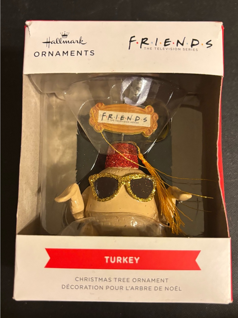 Hallmark FRIENDS Turkey Ornament - Gold, Red, Black